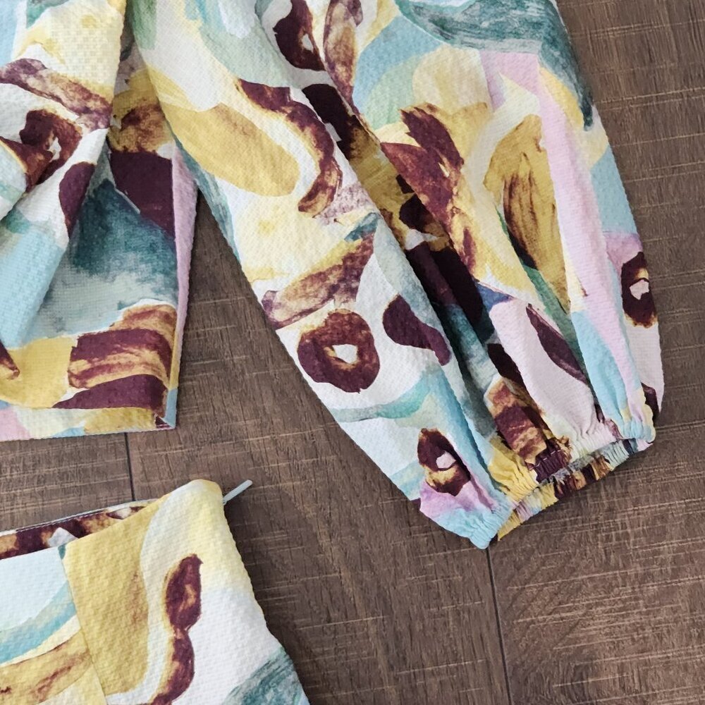 Ted Baker Tie Front Ballon Sleeve Blouse and Shorts Set Women's Size 1/US4 - Picture 5 of 8
